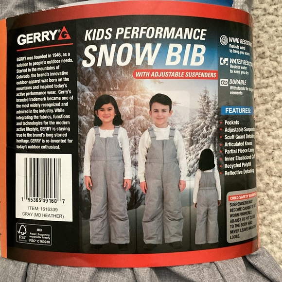 Kids perforce snow bib with adjustable suspenders NWT - Picture 3 of 4